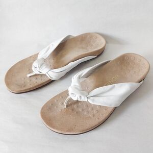 Vionic Women Rest Pippa Knotted Leather Comfy  Walking Orthotic Flipflop Size 10